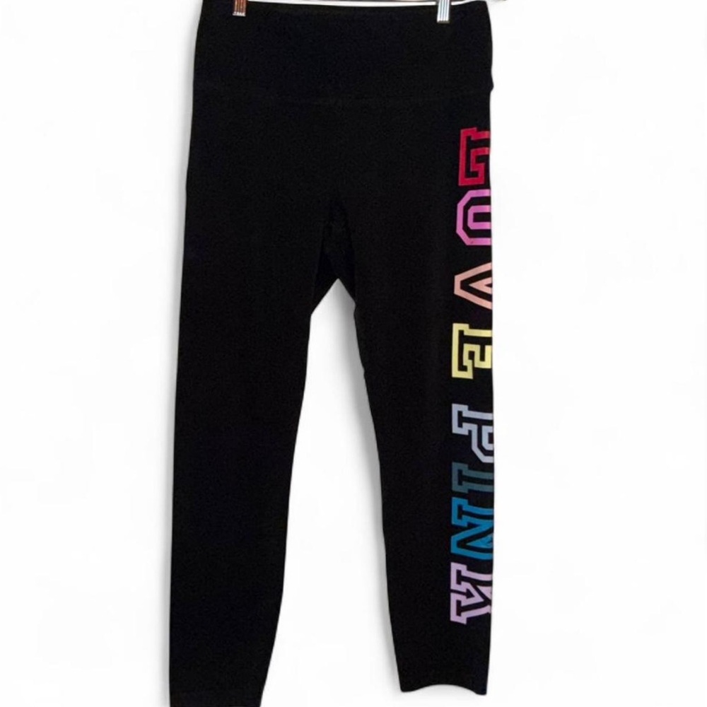 Y2K 2010 Victorias Secret PINK Rainbow Logo Yoga Pants / Leggings - Picture 2 of 7